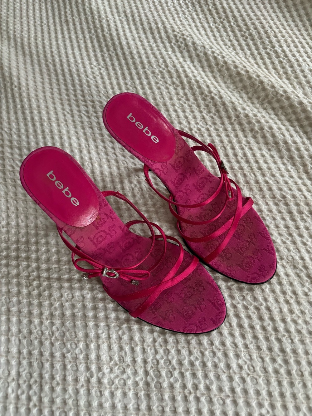 BEBE Y2k barbie rhinestone hot pink kitten heels 8.5